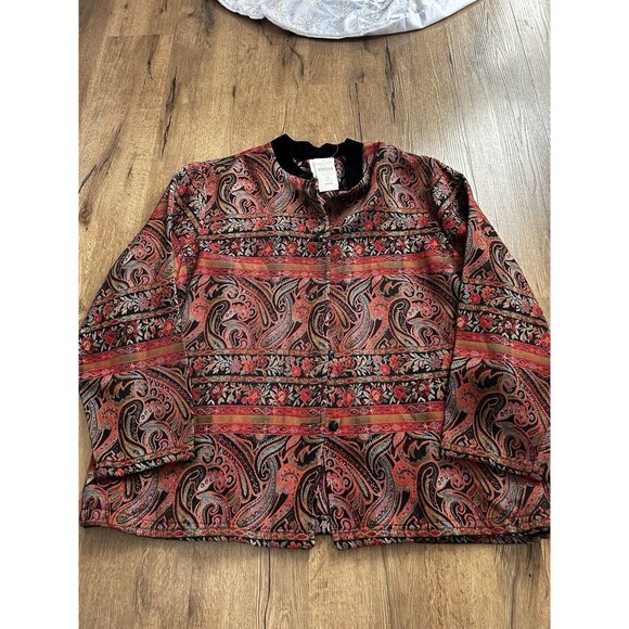 Coldwater Creek Woven Art-to-Wear Persian Floral Paisley Cultured Jacket 2X - Picture 1 of 5